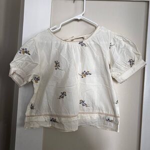 Korean Cream Floral Baby Doll Top
